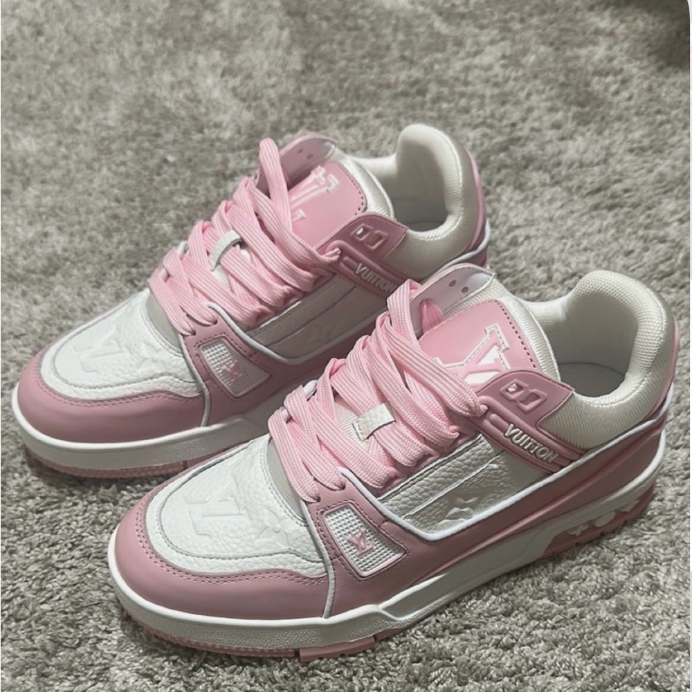 Louis Vuitton Women's Pink and White Sneakers